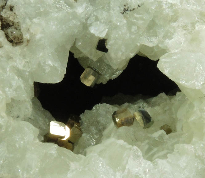 Pyrite on Datolite from Millington Quarry, State Pit, Bernards Township, Somerset County, New Jersey