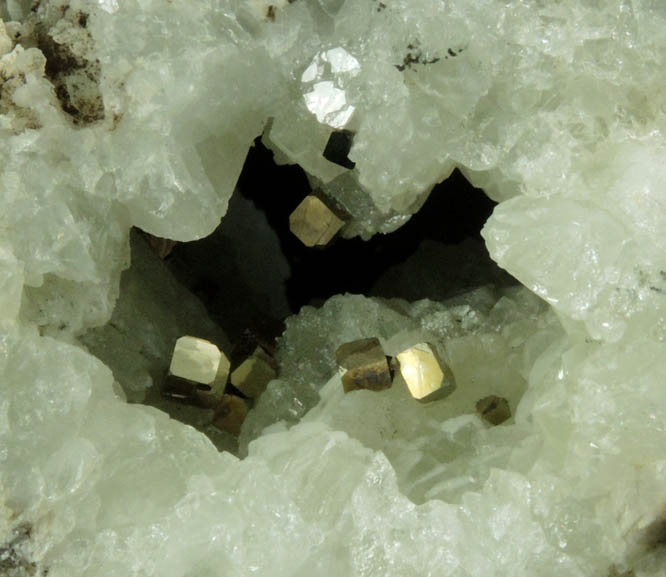 Pyrite on Datolite from Millington Quarry, State Pit, Bernards Township, Somerset County, New Jersey