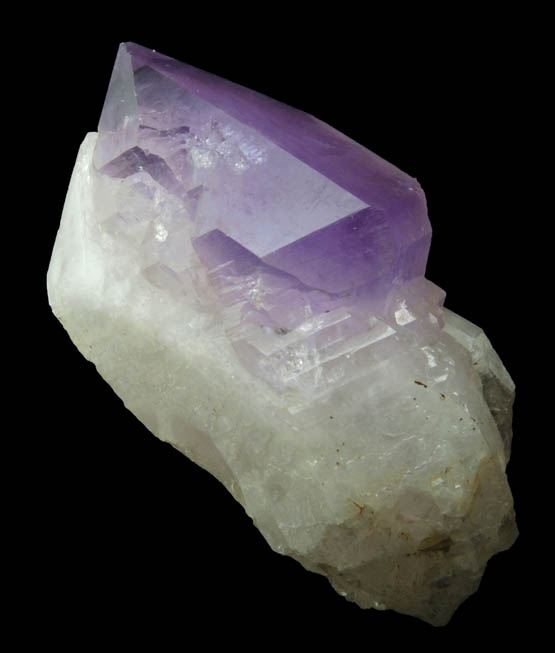 Quartz var. Amethyst on Milky Quartz from Diamond Hill, Ashaway, south of Hopkinton, Washington County, Rhode Island