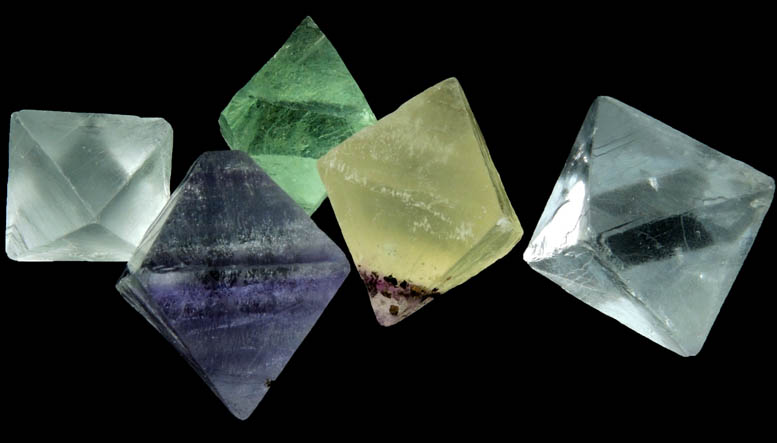 Fluorite (5 cleavages in various colors) from Hardin County, Illinois