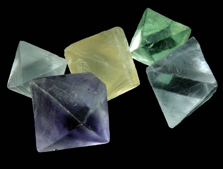 Fluorite (5 cleavages in various colors) from Hardin County, Illinois