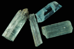 Beryl var. Aquamarine (4 crystal segments) from Snow Field Pocket, Mount Antero, Chaffee County, Colorado