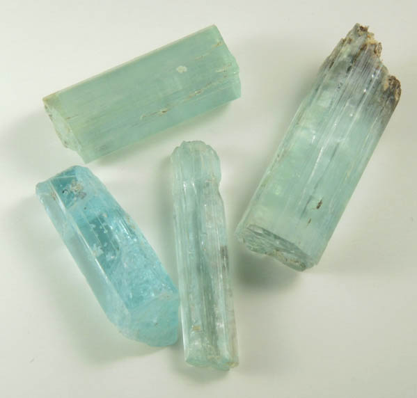 Beryl var. Aquamarine (4 crystal segments) from Snow Field Pocket, Mount Antero, Chaffee County, Colorado
