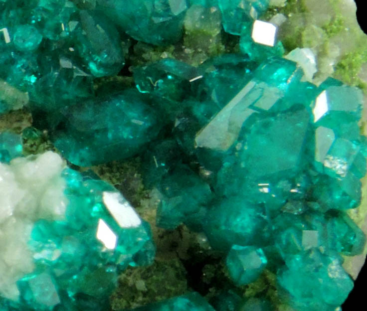 Dioptase and Duftite on Calcite from Tsumeb Mine, Otavi-Bergland District, Oshikoto, Namibia (Type Locality for Duftite)