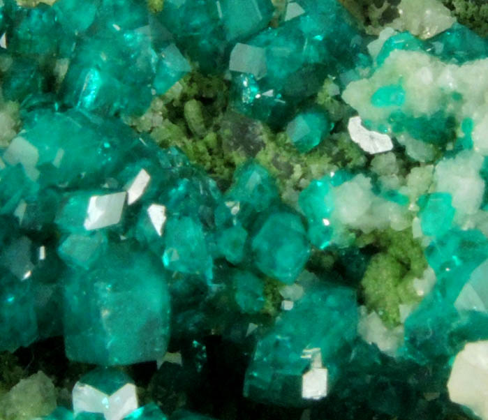 Dioptase and Duftite on Calcite from Tsumeb Mine, Otavi-Bergland District, Oshikoto, Namibia (Type Locality for Duftite)