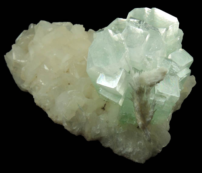 Apophyllite with Scolecite on Stilbite from Momin Akhada, near Rahuri, 50 km north of Ahmednagar, Maharashtra, India