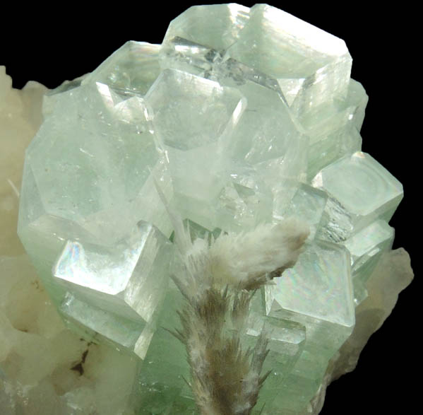 Apophyllite with Scolecite on Stilbite from Momin Akhada, near Rahuri, 50 km north of Ahmednagar, Maharashtra, India