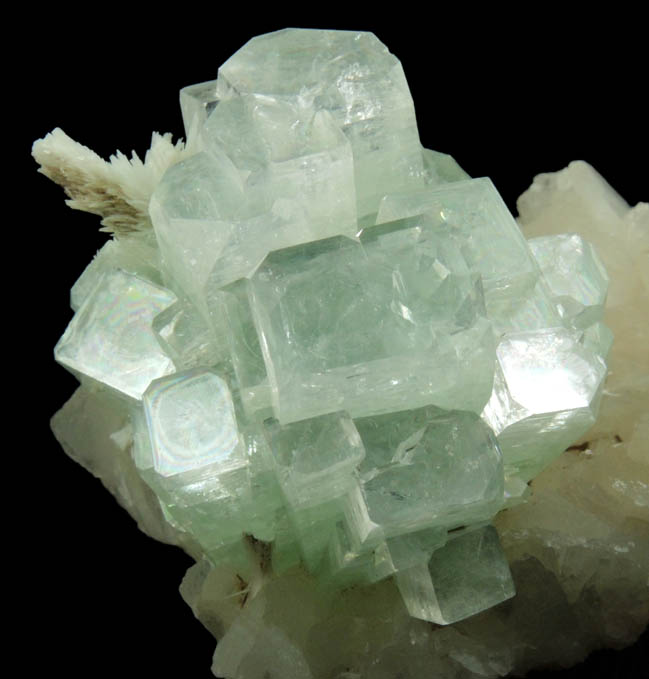 Apophyllite with Scolecite on Stilbite from Momin Akhada, near Rahuri, 50 km north of Ahmednagar, Maharashtra, India