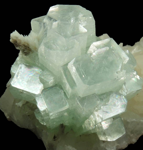 Apophyllite with Scolecite on Stilbite from Momin Akhada, near Rahuri, 50 km north of Ahmednagar, Maharashtra, India