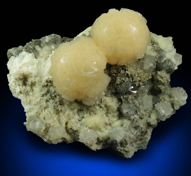 Stilbite on Heulandite with Calcite from Millington Quarry, Bernards Township, Somerset County, New Jersey