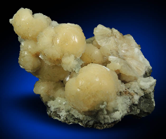 Stilbite on Heulandite with Calcite from Millington Quarry, Bernards Township, Somerset County, New Jersey