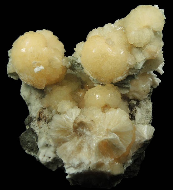 Stilbite on Heulandite with Calcite from Millington Quarry, Bernards Township, Somerset County, New Jersey