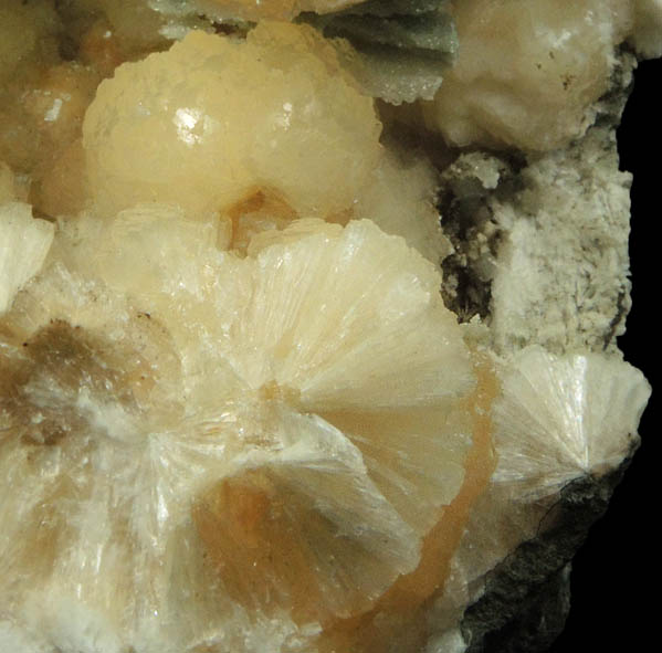 Stilbite on Heulandite with Calcite from Millington Quarry, Bernards Township, Somerset County, New Jersey