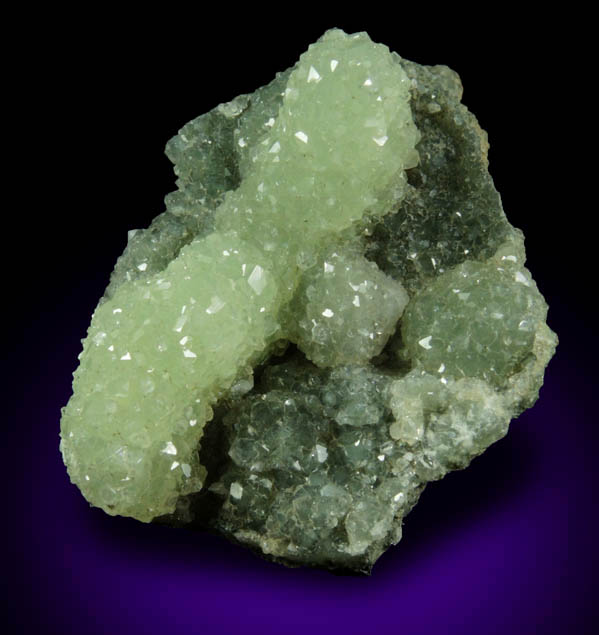 Apophyllite over Prehnite from Millington Quarry, Bernards Township, Somerset County, New Jersey