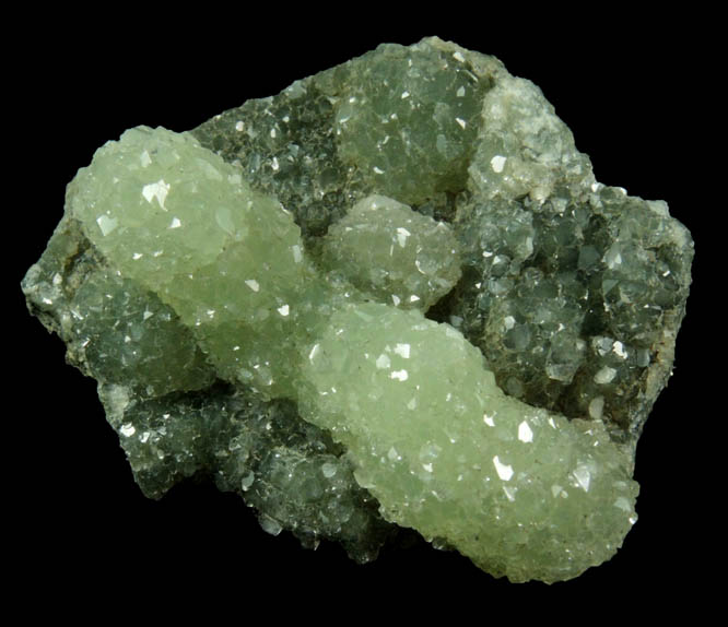 Apophyllite over Prehnite from Millington Quarry, Bernards Township, Somerset County, New Jersey