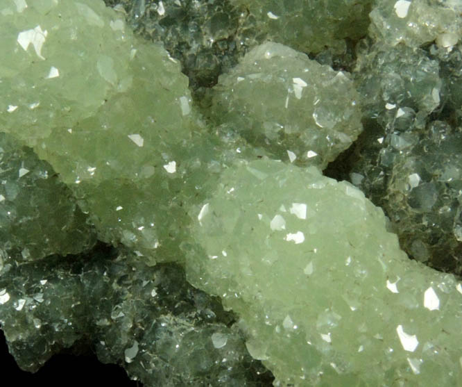 Apophyllite over Prehnite from Millington Quarry, Bernards Township, Somerset County, New Jersey