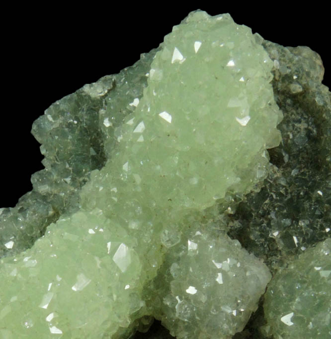 Apophyllite over Prehnite from Millington Quarry, Bernards Township, Somerset County, New Jersey