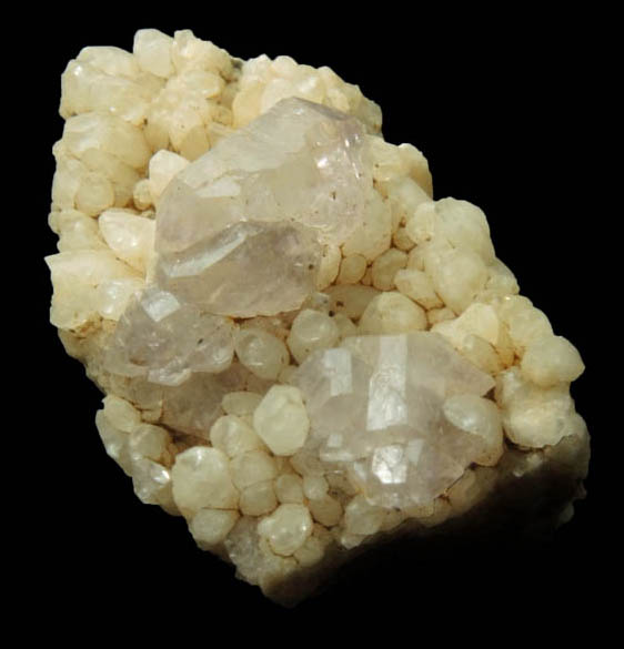 Quartz var. Amethystine Quartz on Calcite from Millington Quarry, Bernards Township, Somerset County, New Jersey