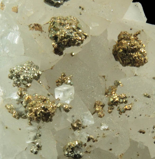 Pyrite and Calcite on Quartz from Millington Quarry, Bernards Township, Somerset County, New Jersey