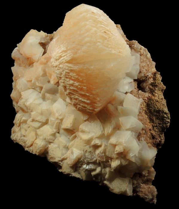 Calcite (twinned crystals) on Calcite from Taff's Well Quarry, 9 km northwest of Cardiff, Pentyrch, MidGlamorgan, Wales