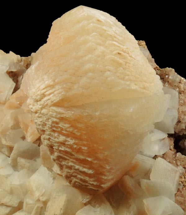 Calcite (twinned crystals) on Calcite from Taff's Well Quarry, 9 km northwest of Cardiff, Pentyrch, MidGlamorgan, Wales