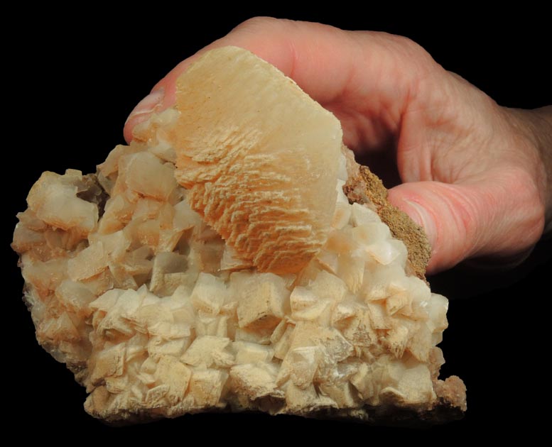 Calcite (twinned crystals) on Calcite from Taff's Well Quarry, 9 km northwest of Cardiff, Pentyrch, MidGlamorgan, Wales