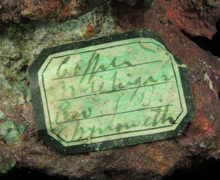 Copper with Malachite from Keweenaw Peninsula Copper District, Michigan