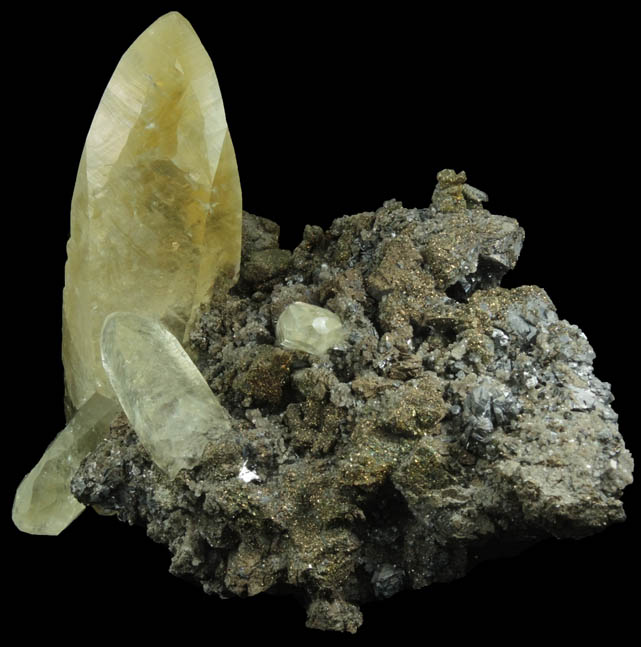 Calcite on Pyrite, Galena, Dolomite from Sweetwater Mine, Viburnum Trend, Reynolds County, Missouri