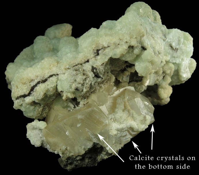 Prehnite pseudomorphs after Glauberite with Calcite from Fanwood Quarry (Weldon Quarry), Watchung, Somerset County, New Jersey