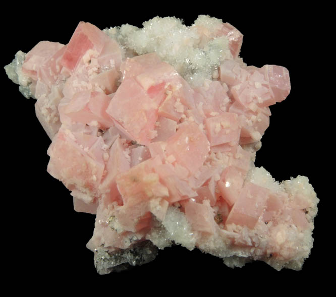 Rhodochrosite on Quartz with minor Pyrite from Silverton District, San Juan County, Colorado