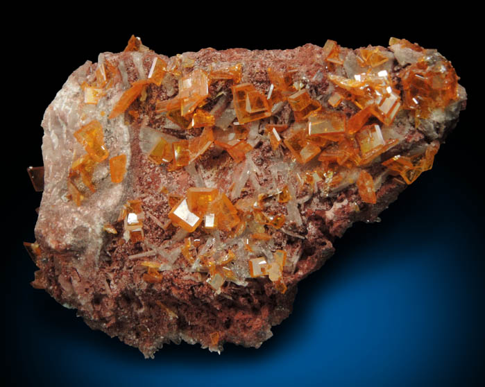 Wulfenite on Barite from Rowley Mine, 20 km northwest of Theba, Painted Rock Mountains, Maricopa County, Arizona