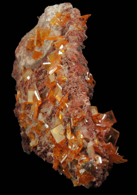 Wulfenite on Barite from Rowley Mine, 20 km northwest of Theba, Painted Rock Mountains, Maricopa County, Arizona