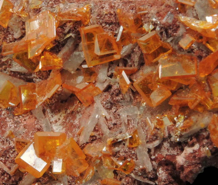 Wulfenite on Barite from Rowley Mine, 20 km northwest of Theba, Painted Rock Mountains, Maricopa County, Arizona