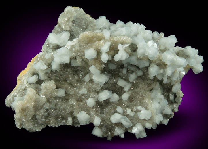 Celestine on Calcite from Meckley's Quarry, 1.2 km south of Mandata, Northumberland County, Pennsylvania