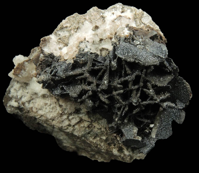 Mottramite pseudomorphs after Wulfenite over Calcite from Total Wreck Mine, Empire Mountains, Pima County, Arizona