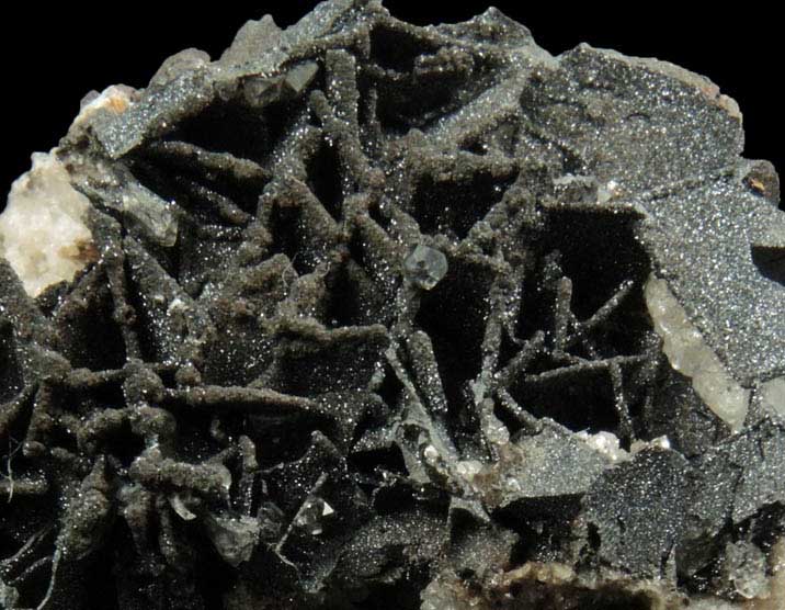 Mottramite pseudomorphs after Wulfenite over Calcite from Total Wreck Mine, Empire Mountains, Pima County, Arizona