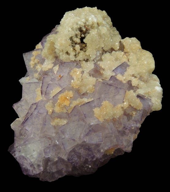 Hemimorphite on Fluorite from Coldstones Quarry, Pateley Bridge District, North Yorkshire, England