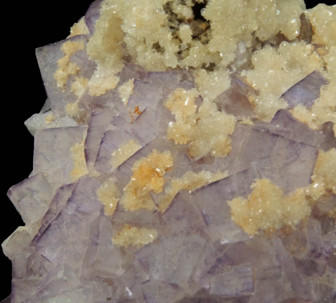 Hemimorphite on Fluorite from Coldstones Quarry, Pateley Bridge District, North Yorkshire, England