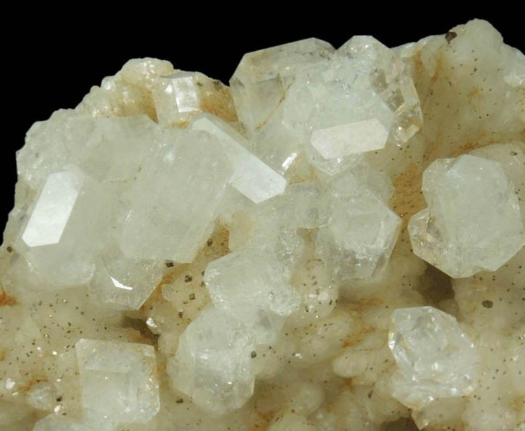 Apophyllite and Pyrite over Datolite from Millington Quarry, Bernards Township, Somerset County, New Jersey