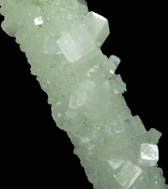 Apophyllite on Prehnite pseudomorphs after Laumontite from Mumbai District, Maharashtra, India