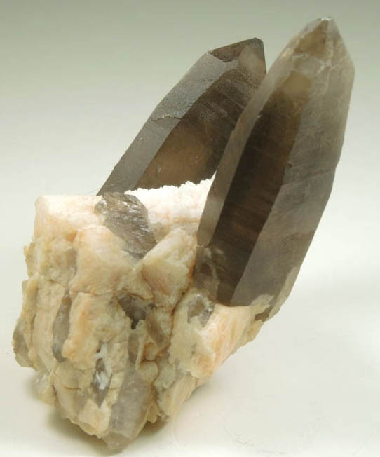 Quartz var. Smoky Quartz on Microcline from Lake George District, Park County, Colorado