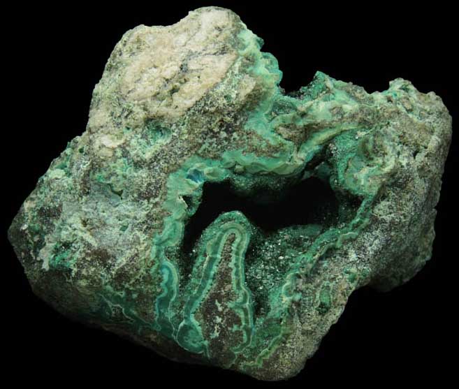 Malachite on Chrysocolla from L'Etoile du Congo Mine, Lubumbashi, Katanga Copperbelt, Haut-Katanga Province, Democratic Republic of the Congo