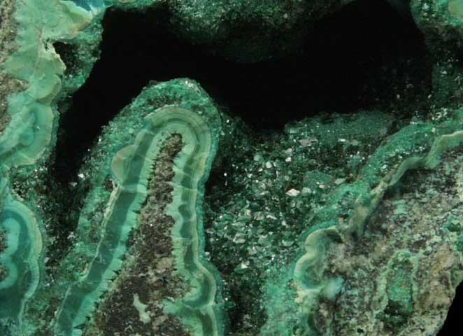 Malachite on Chrysocolla from L'Etoile du Congo Mine, Lubumbashi, Katanga Copperbelt, Haut-Katanga Province, Democratic Republic of the Congo