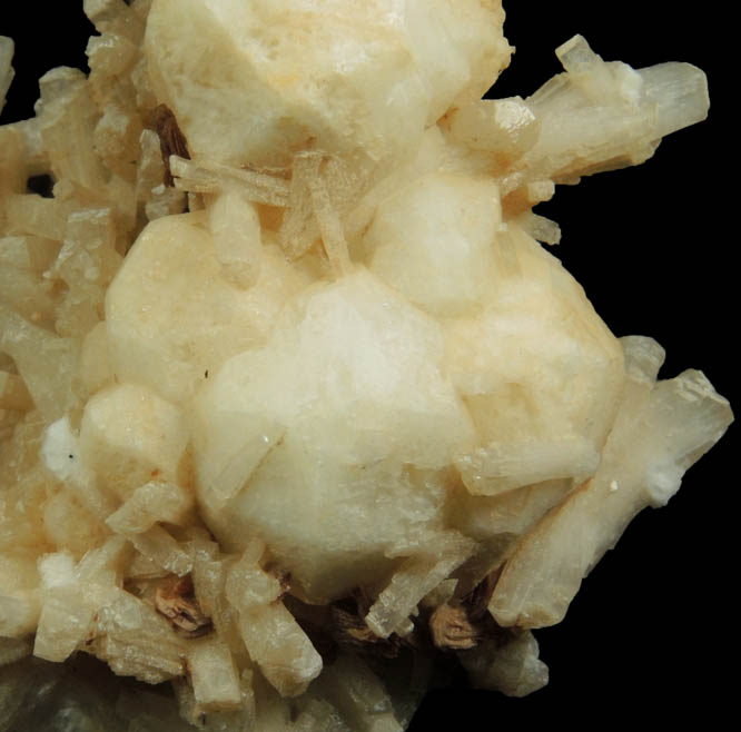 Analcime, Natrolite, Aegirine, Rhodochrosite from Poudrette Quarry, Mont Saint-Hilaire, Québec, Canada
