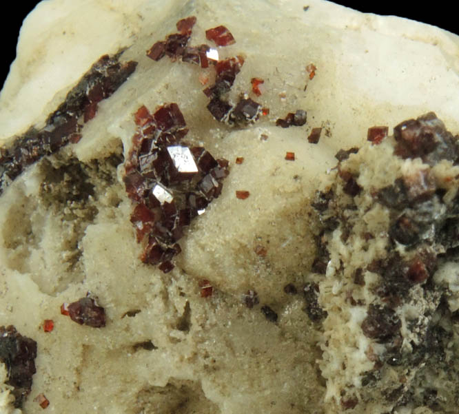Rhodochrosite on Analcime from Poudrette Quarry, Mont Saint-Hilaire, Québec, Canada