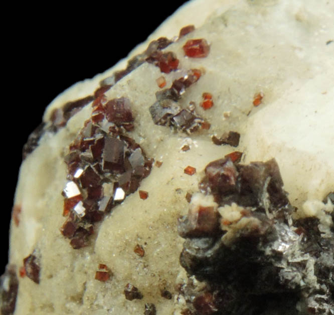 Rhodochrosite on Analcime from Poudrette Quarry, Mont Saint-Hilaire, Qubec, Canada