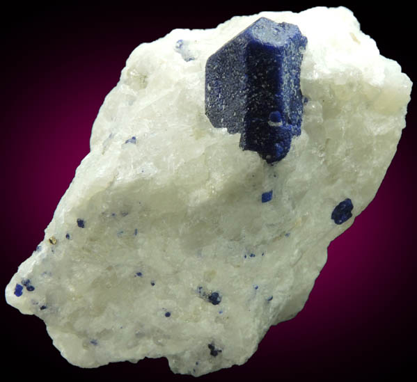 Lazurite var. Lapis Lazuli in marble from Sar-e-Sang, Kokscha Valley, Badakshan, Afghanistan (Type Locality for Lazurite)