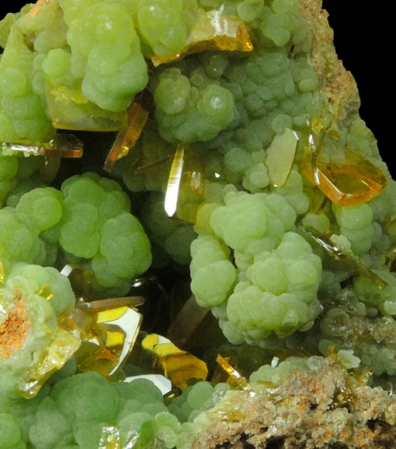 Wulfenite on Mimetite from Mina Ojuela, Mapimi, Durango, Mexico