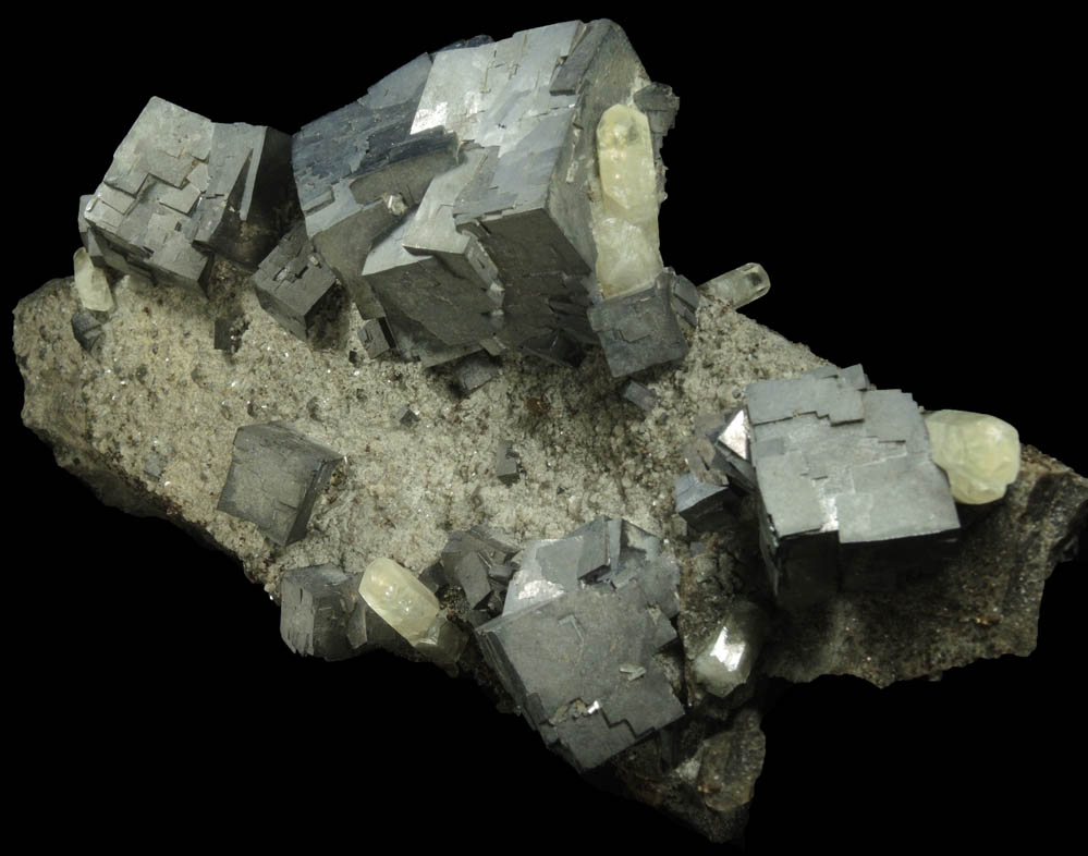 Galena with Calcite and Chalcopyrite from Sweetwater Mine, Viburnum Trend, Reynolds County, Missouri