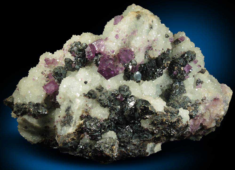Fluorite and Sphalerite on Quartz from Cave-in-Rock District, Hardin County, Illinois